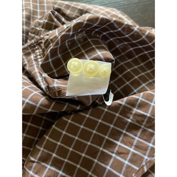 3 For $10 Egara Mens XXLarge Brown Checked Long Sleeve Button Up Collared Shirt - Picture 5 of 5